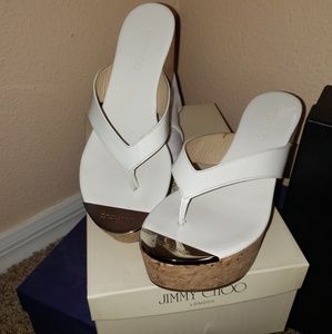 Jimmy Choo White Patent Leather Sandals